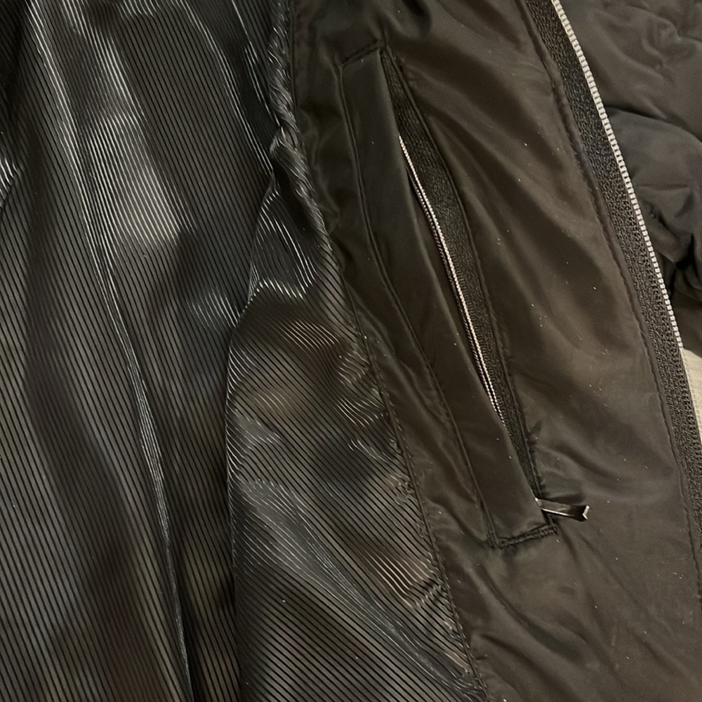Marvin Richards Black Puffer Mid-Length Coat/Jacket with faux fur. Sz L - Picture 12 of 16